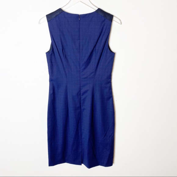 Hugo Boss Plaid Dristie Virgin Wool Blue Dress 4 - Picture 6 of 8